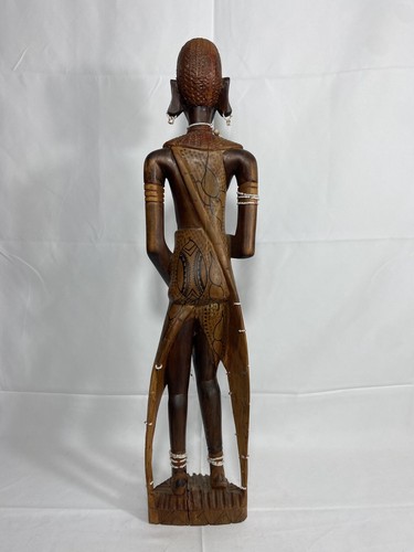 Antique Wooden African tribal woman Statue| Tribal Statue| African Statue| T - Picture 3 of 5