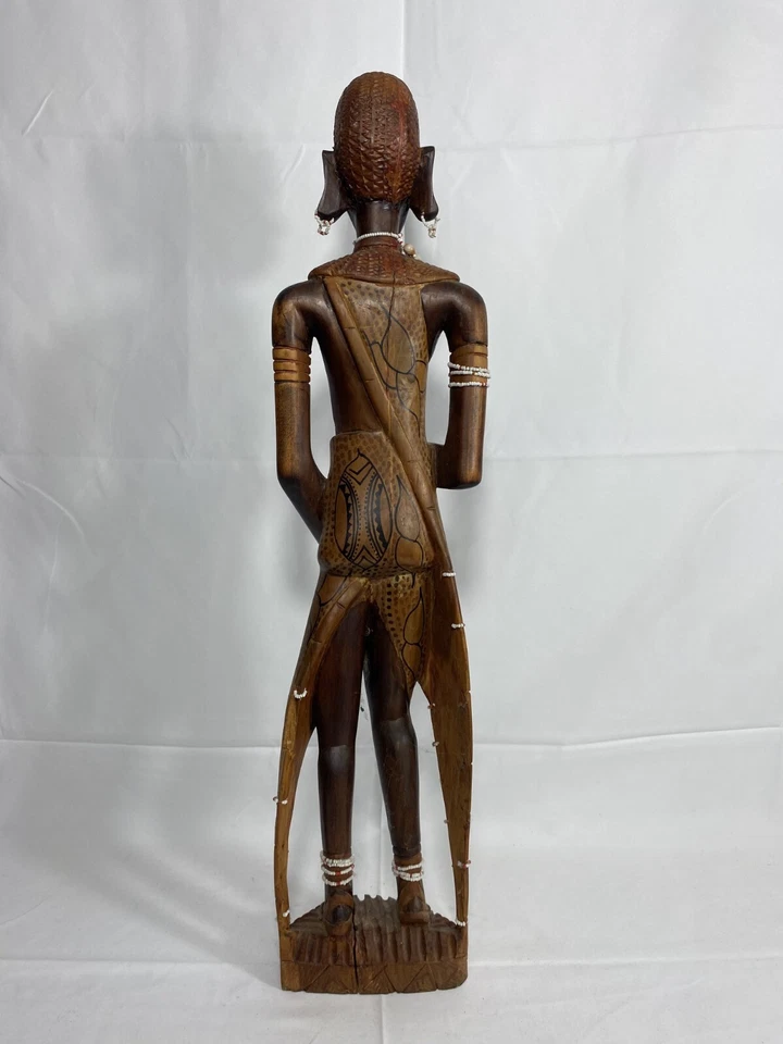 Antigua estatua de madera de mujer tribal africana | Estatua tribal | Estatua africana | T Foto 3 de 4