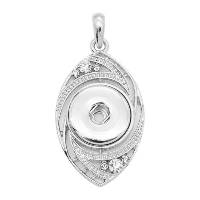 Snap Jewelry 20in. Ginger Charm Necklace Teardrop Pendant Fits 18MM 20MM Buttons