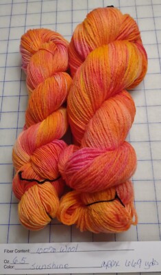 2 Skeins Handpainted 100% USA Wool Sport Yarn Knitting Weave USA NWT Odd Balls
