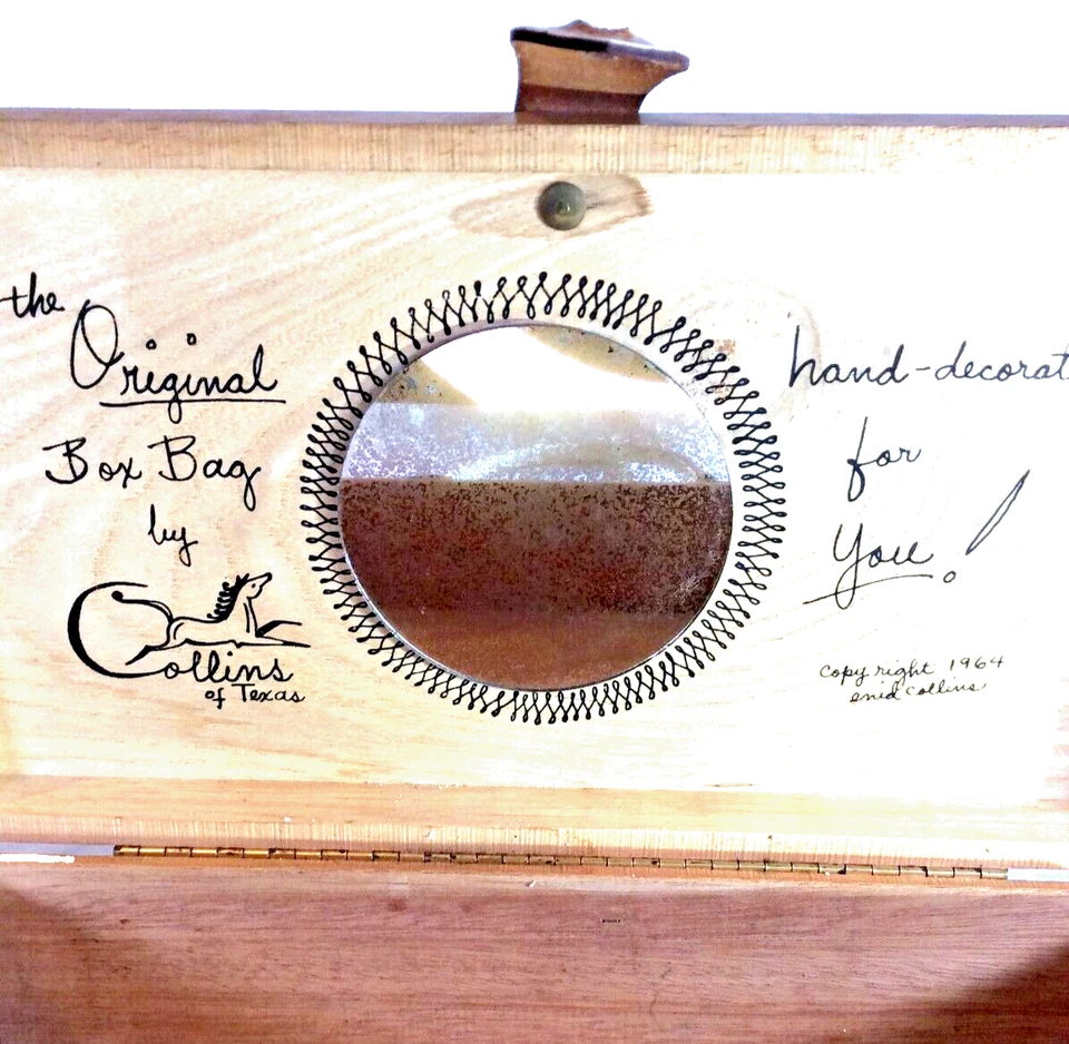 THE ORIGINAL BOX BAG BY COLLINS OF TEXAS HAND DECORATED 1964 - Image 4 of 4