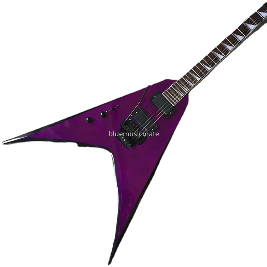 Left Handed Electric Guitars Purple V shape Guitar Black Hardware