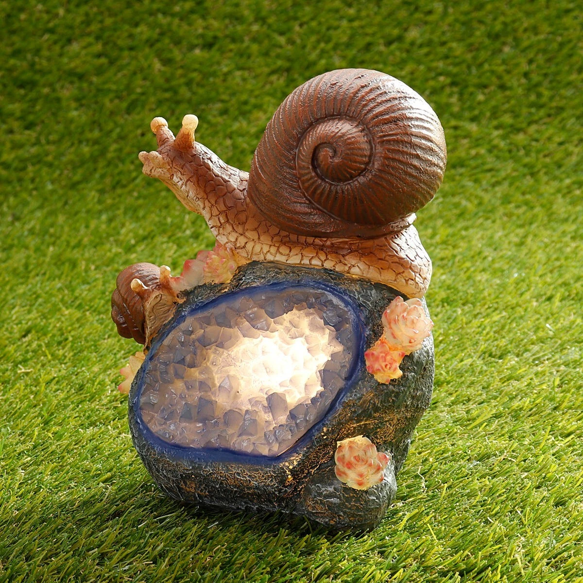 Solar Snail Animal Night Light Toy Resin Waterproof Pathway Outdoor Garden Yard