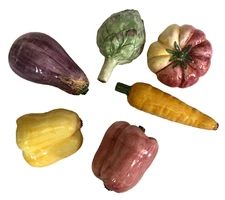 Fruit and Vegetable LOT of 6 Artichoke Eggplant Tomato Pepper Carrot Decorative