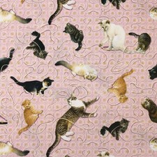 100% Cotton Fabric - Blank Quilting - Sophisti-Cats Playing With Yarn Kittens