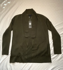 EILEEN FISHER Orega Notch Collar Olive Green Organic Cotton Cardigan Size XXS
