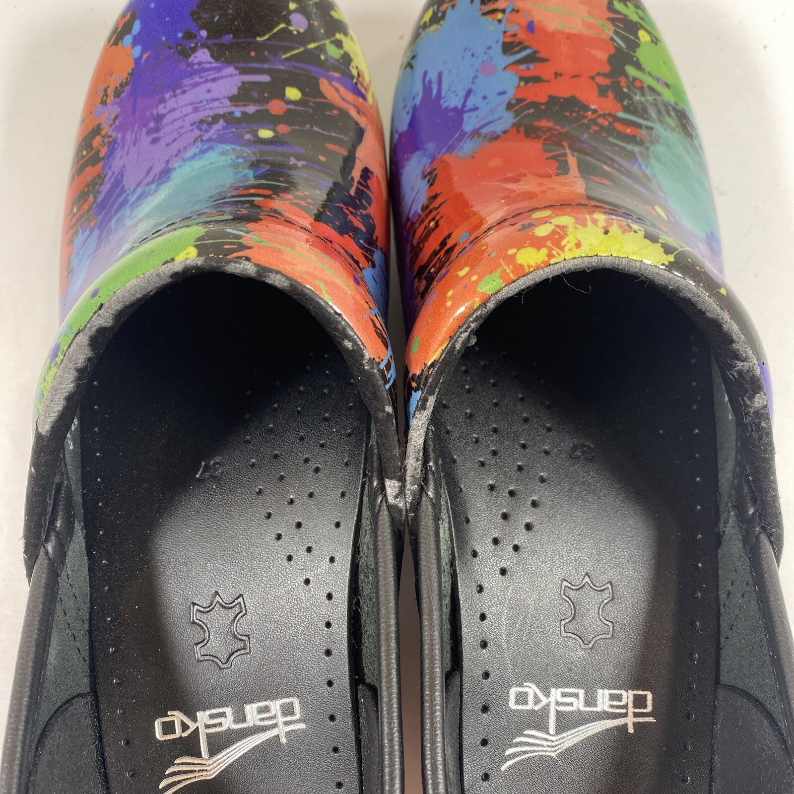 Dansko Paint Splatter Splash Clogs Nursing Restaurant… Gem