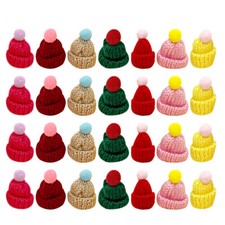 60PCS Christmas Mini Knitting Hats Doll Hat DIY Craft Knitting Hats Decoration
