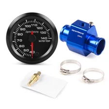 2" 52mm Pointer 7 Color LED Water Temp Gauge w/28mm Joint Pipe Sensor Adapter