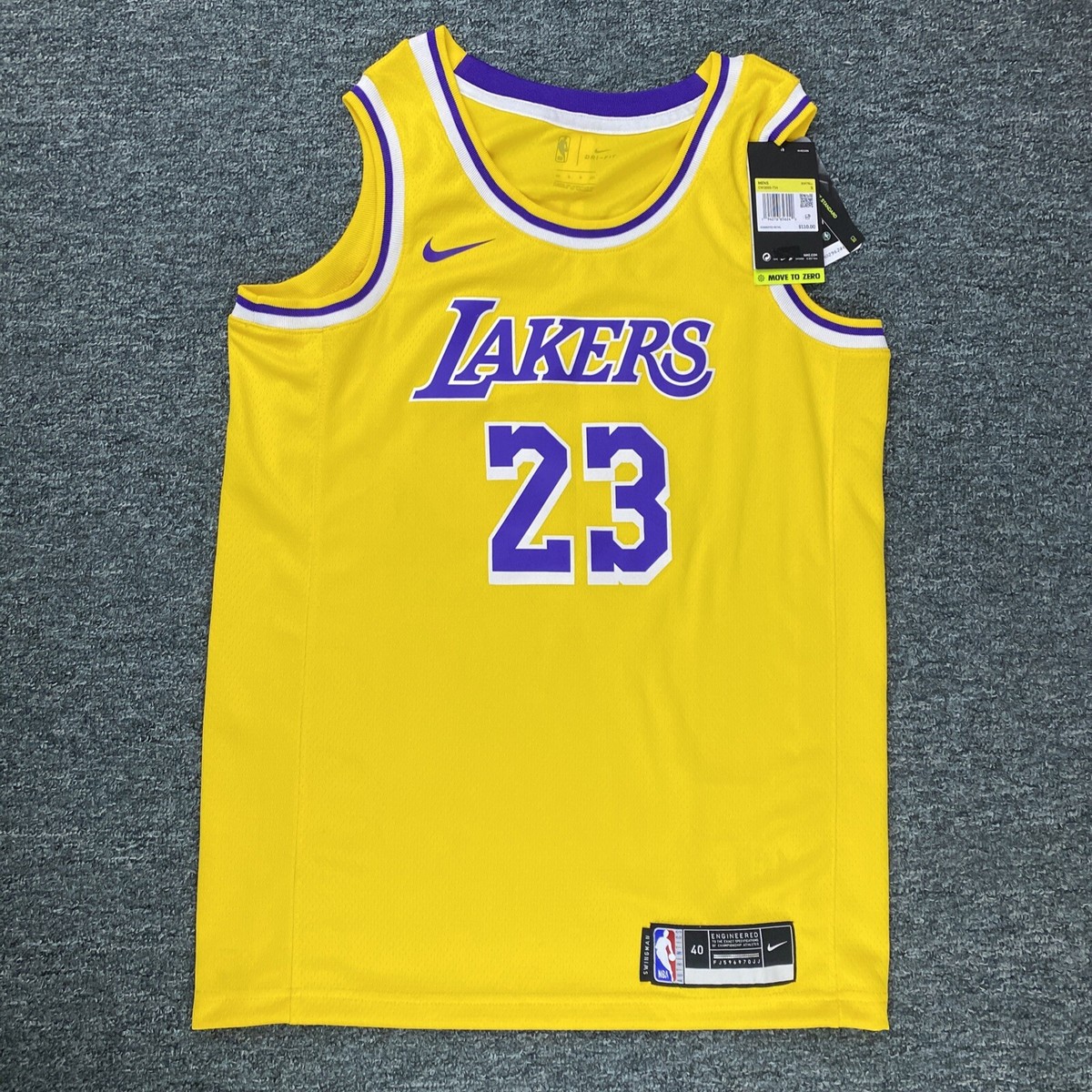 Nike Los Angeles Lakers LeBron James #23 Dri-FIT Gold Jersey Small