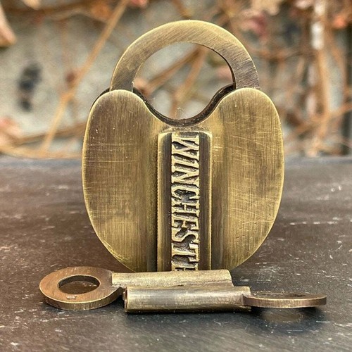 Winchester Solid Brass Lock With Branded Shaft & Antique Finish (3" x 2.25") - Picture 8 of 8