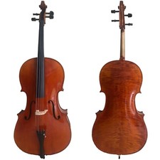 Funion 4/4 Cello Outfit Hand Curved Solid Flame Spruce Ebony Accessories Varnish
