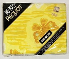 VTG Pequot Percale Double Flat Sheet BUTTERFLY Yellow Orange Blue Flutter Bye