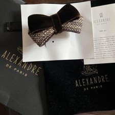 ALEXANDRE DE PARIS Hair Clip Tweed Ribbon Bro...