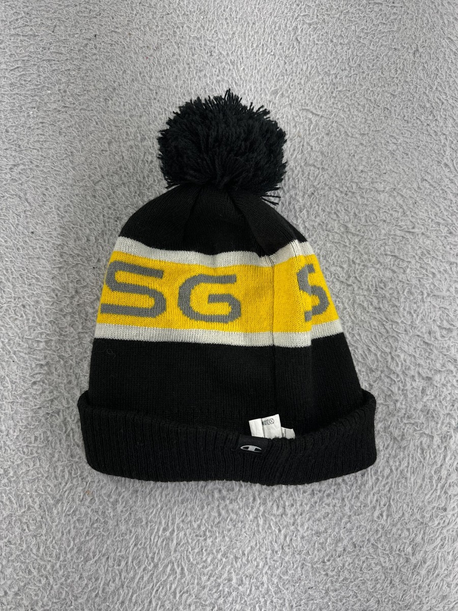 Champion Beanie Toque Adult One Size Black Yellow Knit 100