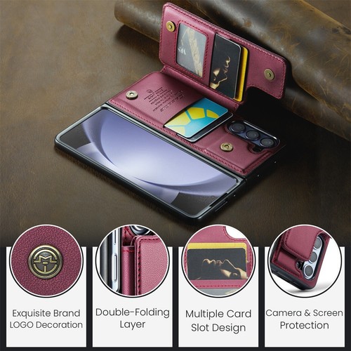 For Samsung Galaxy Z Fold 5 4 3 Case Leather Card Slot Wallet Buckle Flip Cover - Picture 22 of 37