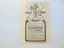 1907 ENTERPRISE MEAT and FOOD CHOPPER with Four Sharp Blades print ad