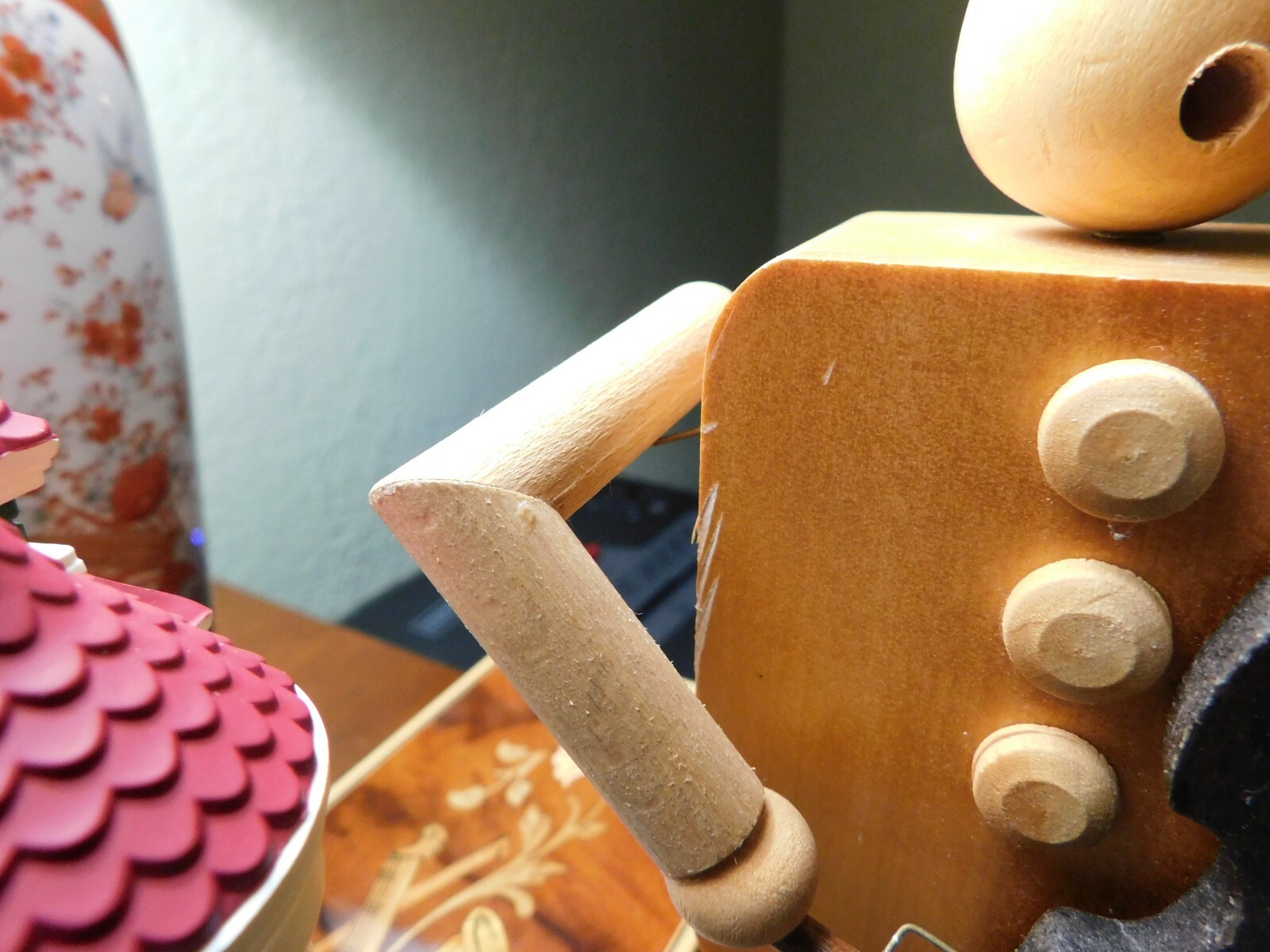 Vintage Otagiri Japan Pull Knob Animated Wood Bass Player Music Box Popularny najnowszy produkt