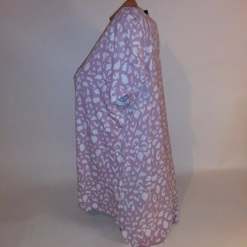 Ellen Tracy Blouse Knit Top XL Pink White Leopard Animal Print Short Sleeve Stre - Picture 6 of 8