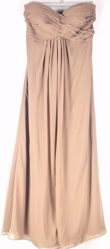 BILL LEVKOFF Vestido Latte de Gasa Sin Tirantes Novia Largo Baile de graduación Damas de honor 12 - Imagen 1 de 8