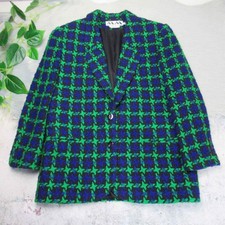 Vintage Mm Krizia Knit Houndstooth Paid Jacket Blazer Women’s Size 12