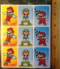 VTG 80s 1989 Nintendo Super Mario Bros. Luigi Sticker Sheet Old School Gaming