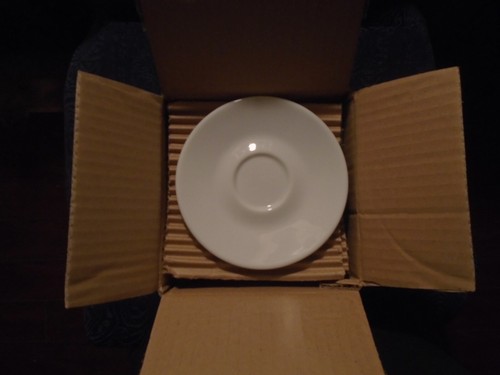 LAVAZZA HARD PORCELAIN ESPRESSO CUPS & SAUCERS BLU/BLUE LOGO 12 EACH NEW IN BOX - Picture 5 of 8