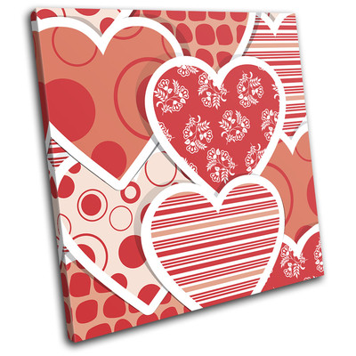 Hearts  Pattern Love SINGLE Leinwand Wand Kunst Bild drucken