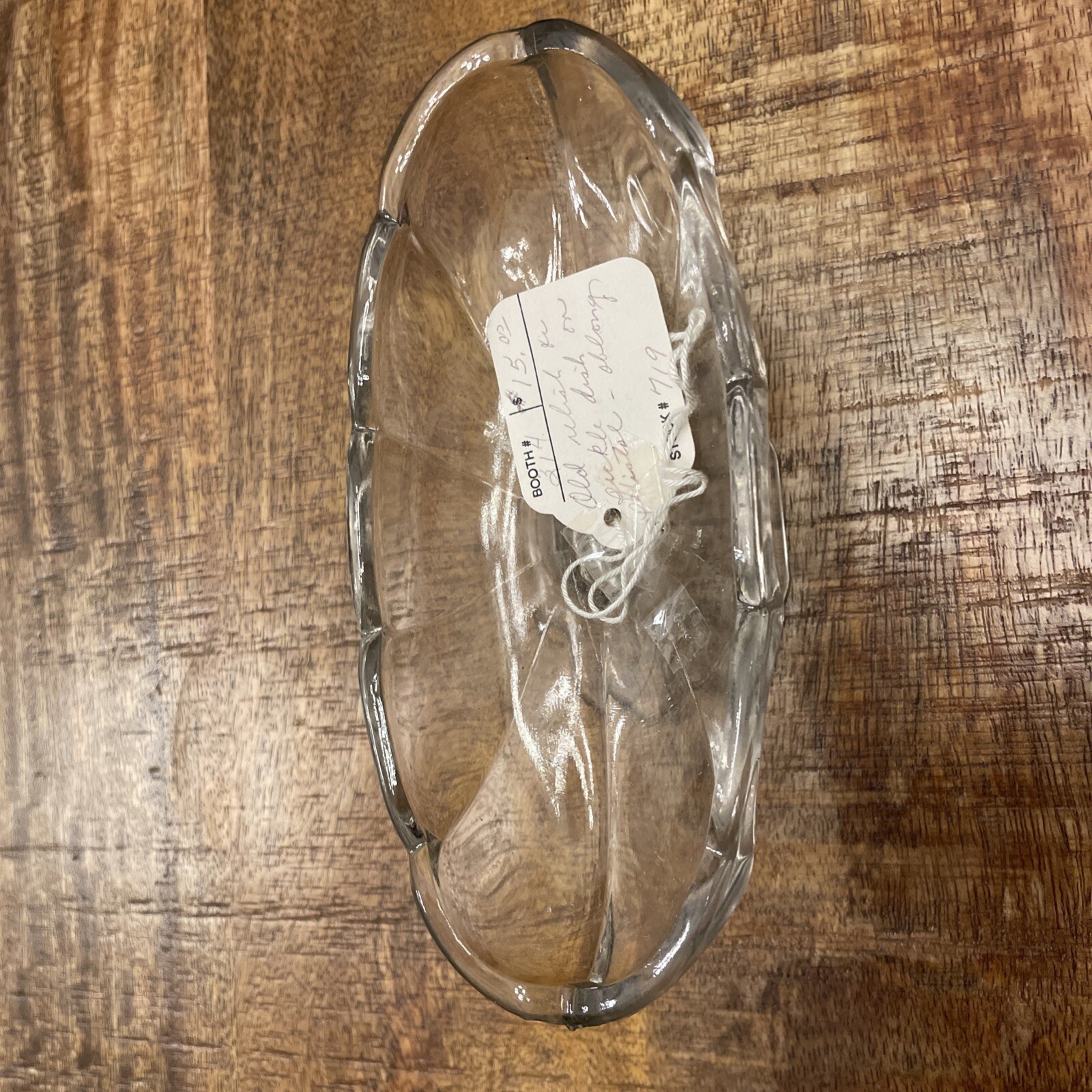 Vintage  Glass Oval Relish/Pickle Dish On Pedestal