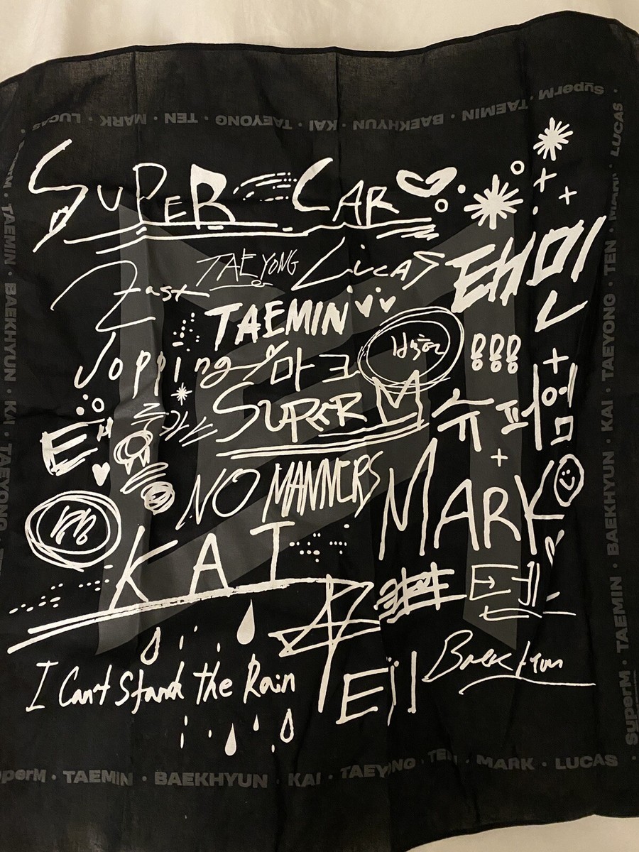 SuperM Concert NYC Tour Autographs Scarf Baekhyun Kai Mark Taemin