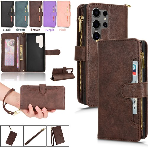 Für Samsung Galaxy S24 S23 S22 S21 S20 Multi Kartenfach Hülle Leder Wallet Cover