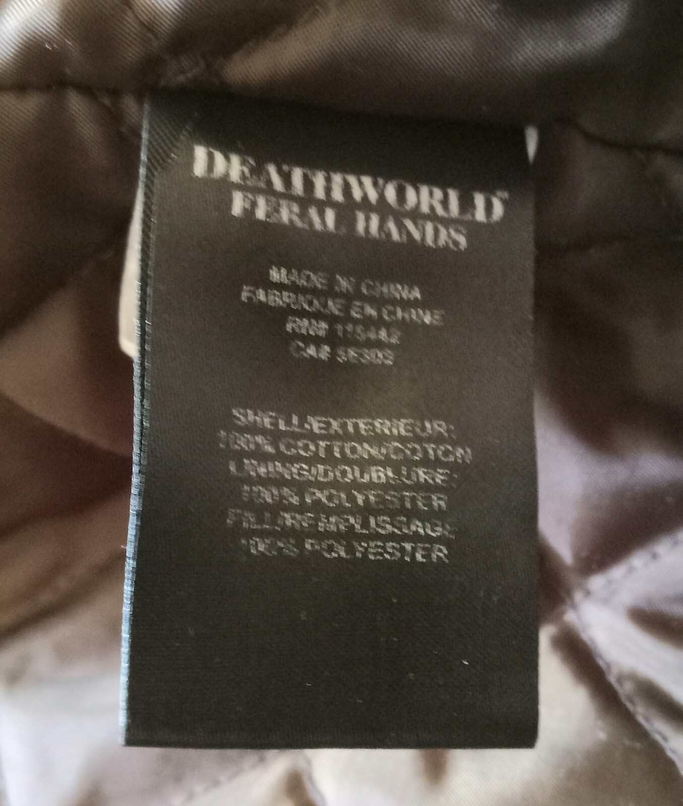 DWFL Camo Mens Canvas Jacket Large DEATHWORLD  FERAL HANDS 