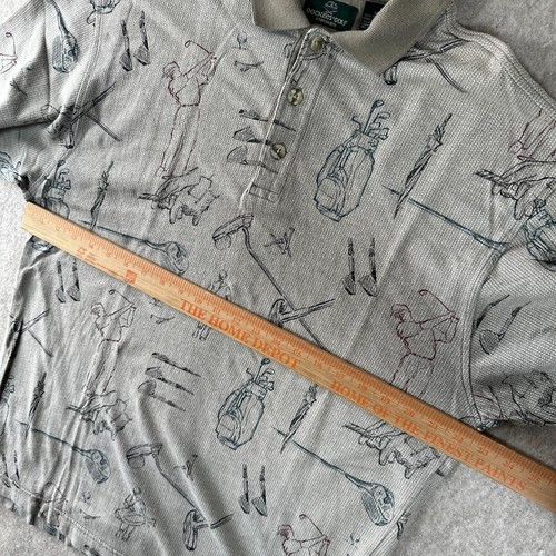 Polo uomo vintage Dockers golf panna media AOP stampa all over colletto anni 90 - Foto 7 di 8