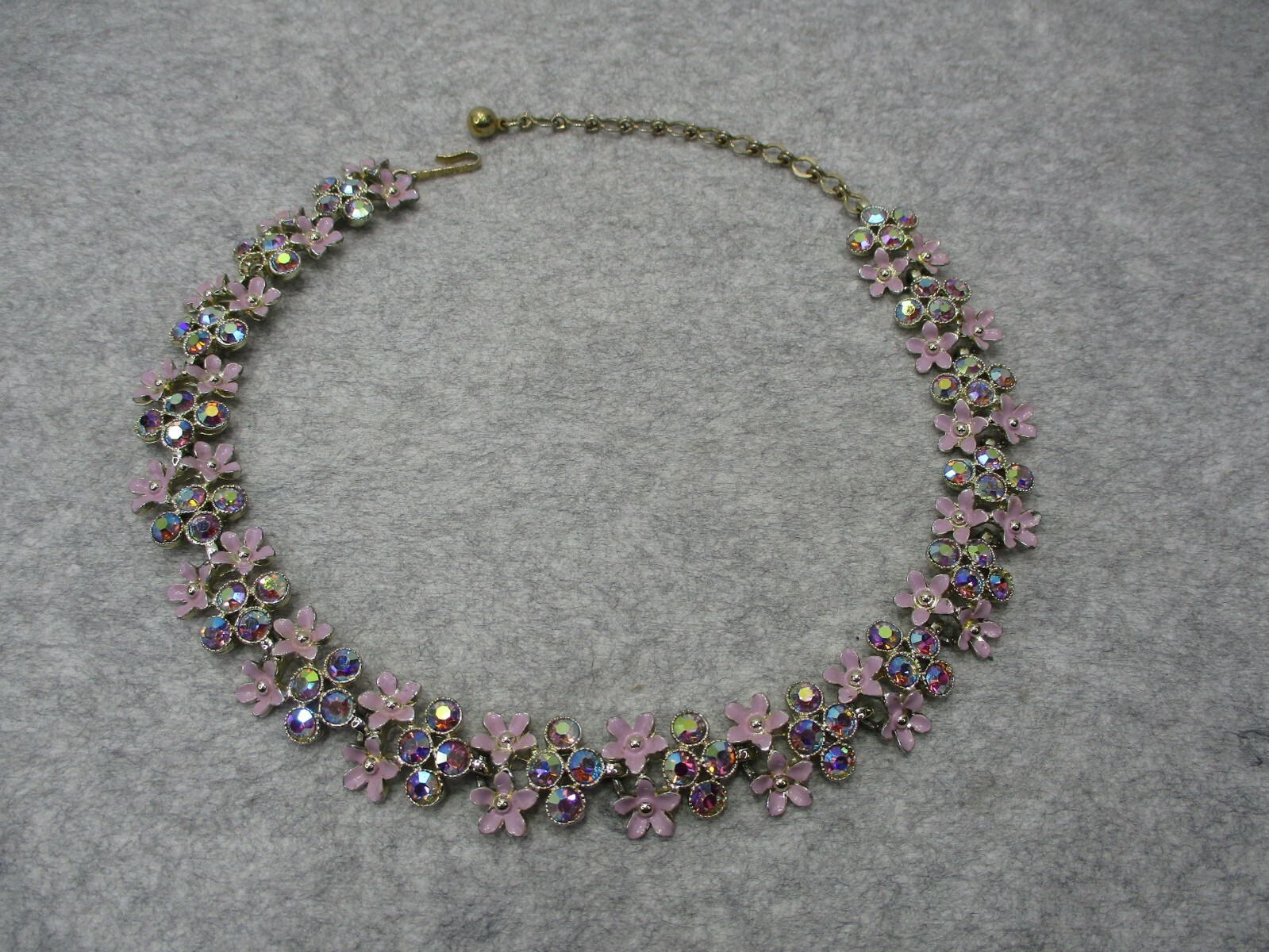 Vtg Kramer Crystal Rhinestone Purple Enamel Flowe… - image 1