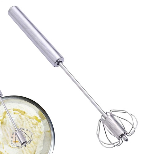 1pc Stainless Steel Egg Beater Rotating Semi-Automatic Hand Push Whisk Tools