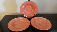 Bright & Beautiful Large Rimmed Soup/Pasta Bowls x3 Orange Made in Mexico