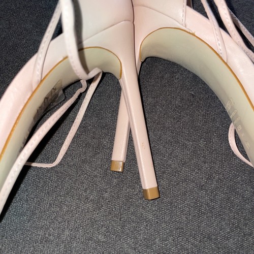 Schutz Revolve Alissa Heel Crystal Sweet Rose Tie Ankle Leather Wedding 8.5 NWOB - Picture 8 of 11