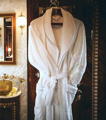 Belmond Venice Simplon-Orient-Express weißer Damast 100% Baumwolle Bademantel (groß)