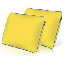 Memory Foam Fun Pillow with Cool-to-the-Touch Cover，Standard/Queen，Yellow，2 Pack