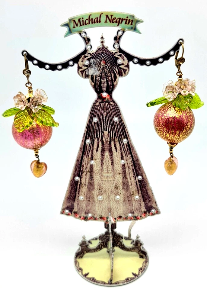 Preciosos pendientes Michal Negrin con una bola decorativa de cristales de colores única. Foto 3 de 4