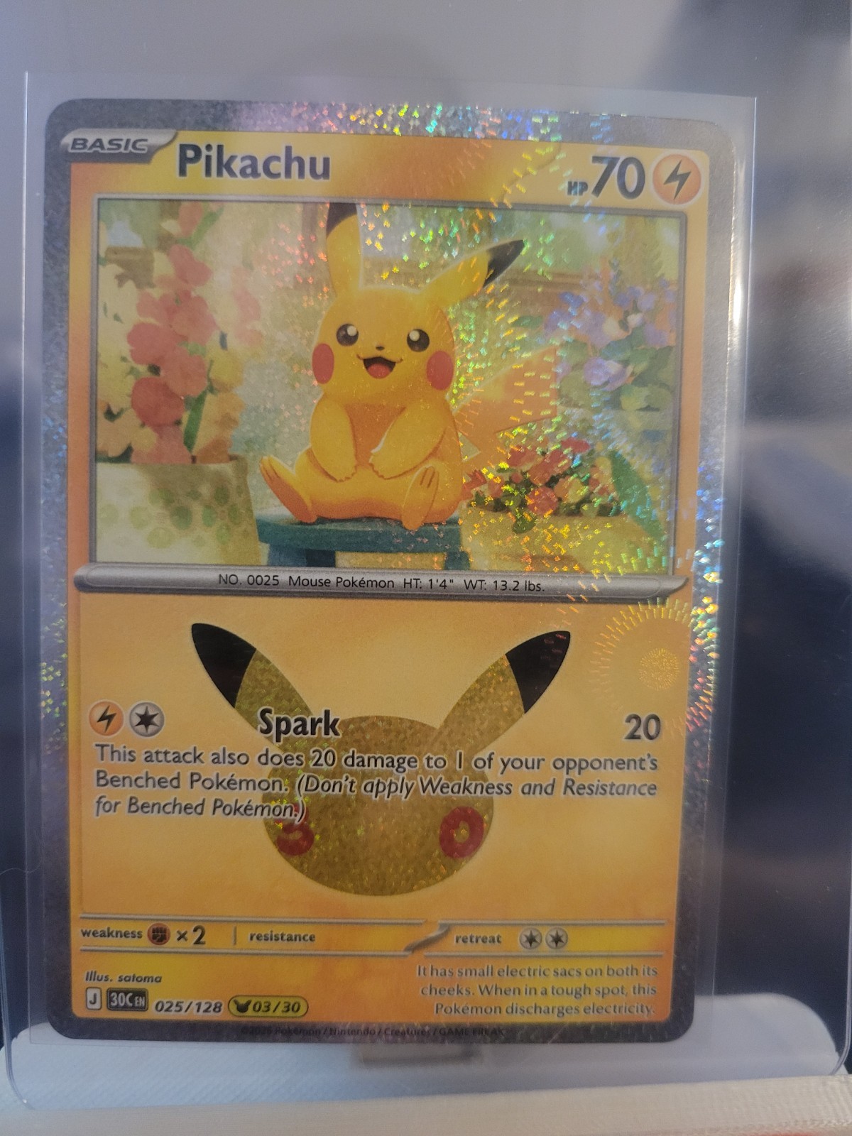 Pokemon 30th Anniversary Pikachu 25/128 Pikachu Number 03/30