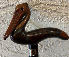 Hand-Carved Wood PELICAN Walking Stick Cane D...