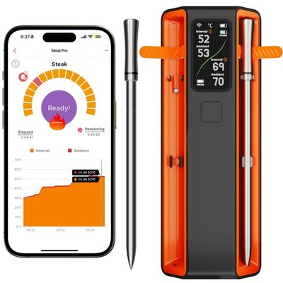 Smart Bluetooth Wireless Meat Thermometer Digital,2 Pcs Probe & LCD Screen fo...