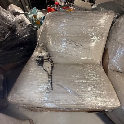 Macy s Off-White Leather Modular Sectional   2-Piece Set (Power + Armless)
