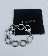 LAGOS Caviar Smooth Link Bracelet-RARE LARGER LINKS Sterling Silver 42g Heavy 8"