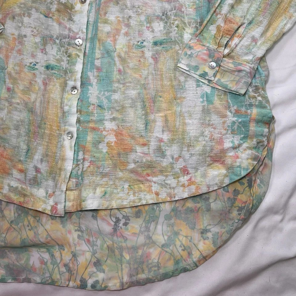 Blusa suave envolvente mujer talla XL acuarela conjunto gasa túnica fluida top Foto 4 de 4