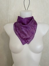 Purple Watercolor Hand Painted Silk Scarf 21 Square Artist Signed
