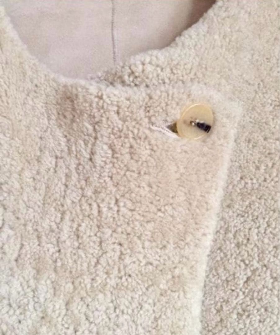 Shearling Reversible Coat Light Gray Sheepskin Mo… - image 1