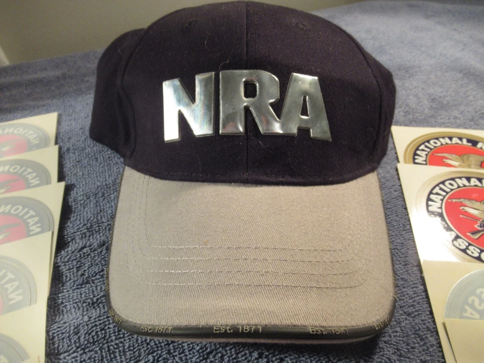 NRA Hat & Stickers Lot Black W/Silver NRA Adj Back Cap Free USA Shipping - Image 2 of 4