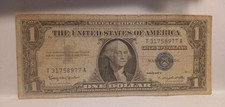 1957 Silver Certificate US One Dollar Bill Blue Seal Rare Old Collection Note